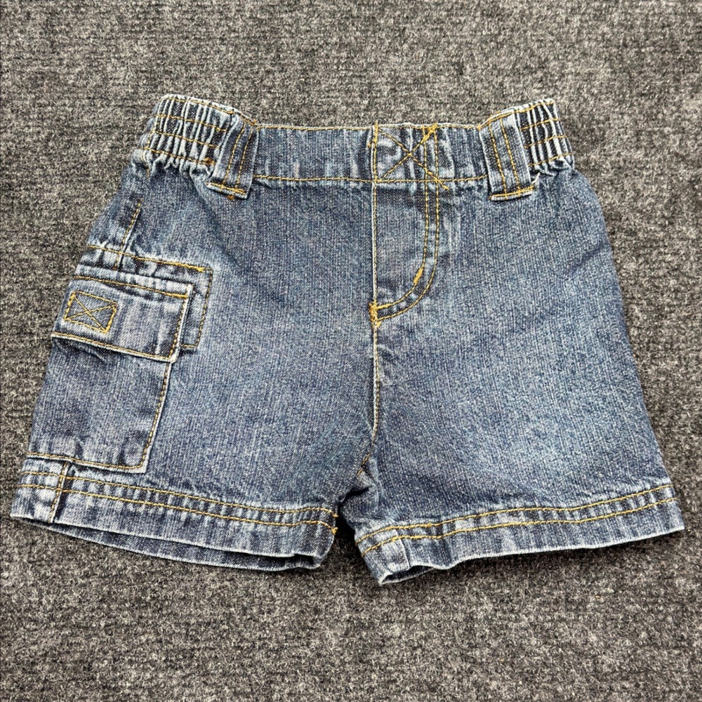 Circo Baby Boy Blue Denim Cargo Shorts Elastic Waist 6M 100% Cotton RN17730